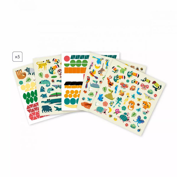 Coffret créatif Gommettes et Décors Jungle (5+)